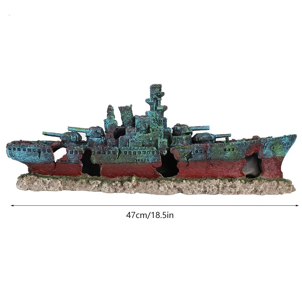 Cryfokt Adorno Colorido de Barco Hundido para Pecera, Material de Resina Seguro, Múltiples Agujeros para Ocultar Peces y Camarones