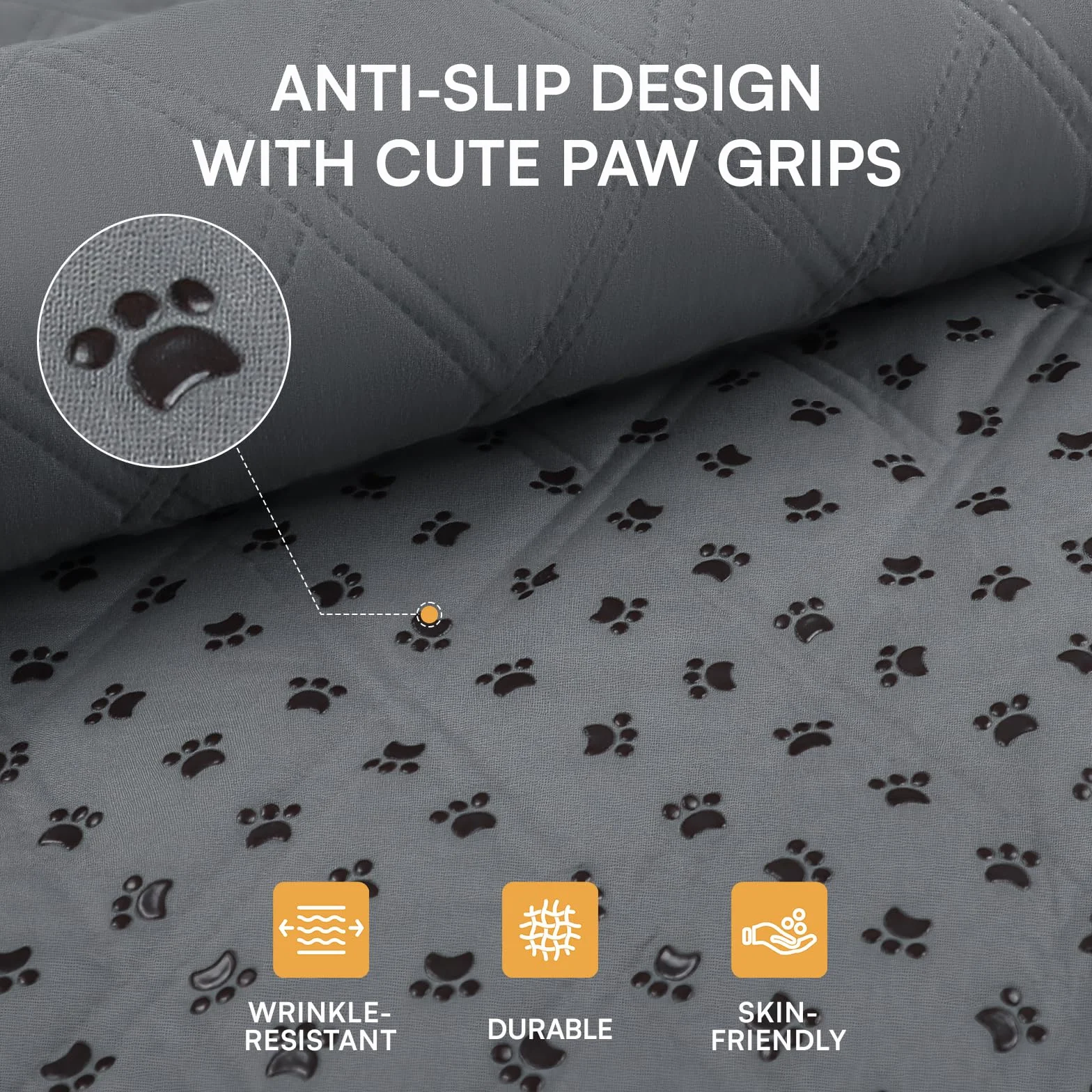 luciphia Manta para Perros 100% Impermeable con Puntos Antideslizantes, Alfombras para Gatos Perros Antideslizantes como Protección de Coche Cama Sofá, Lavables a Máquina, Gris 208_x_304_cm