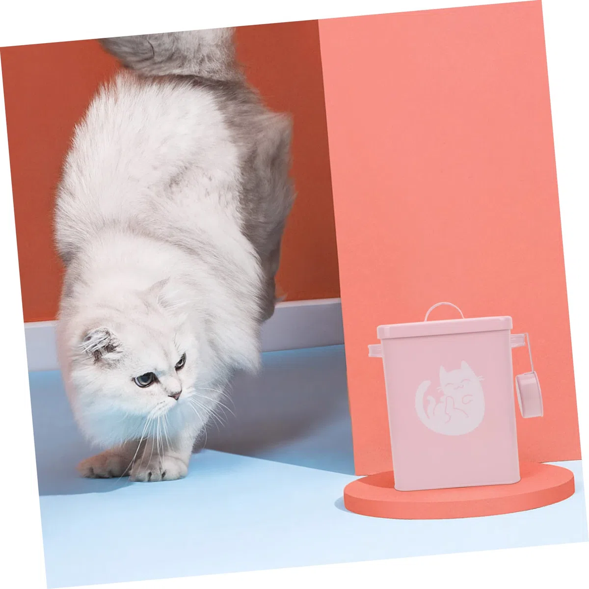 1juego Contenedor De Comida Para Mascotas Con Tapa Cubo Almacenamiento De Piensos Para Perros y Gatos Diseño Elegante y Prueba De Humedad Para Alimentos Secos y Snacks