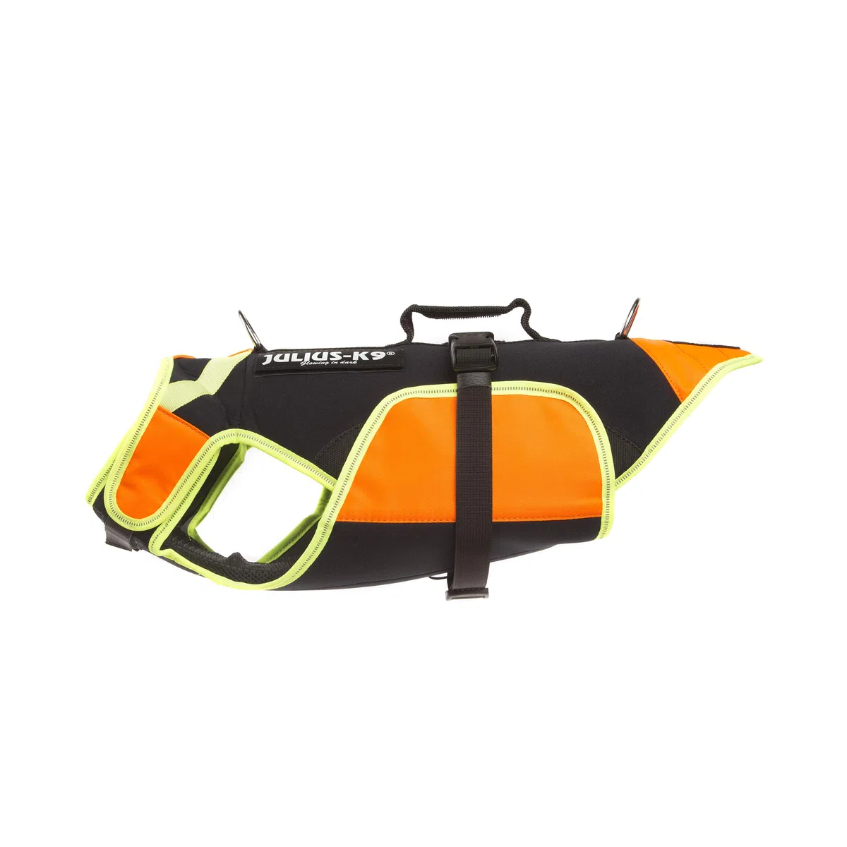 Julius-K9 16SWM-IDC-NE-M Arnés de perro multifuncional IDC, M, Negro y Naranja Neón