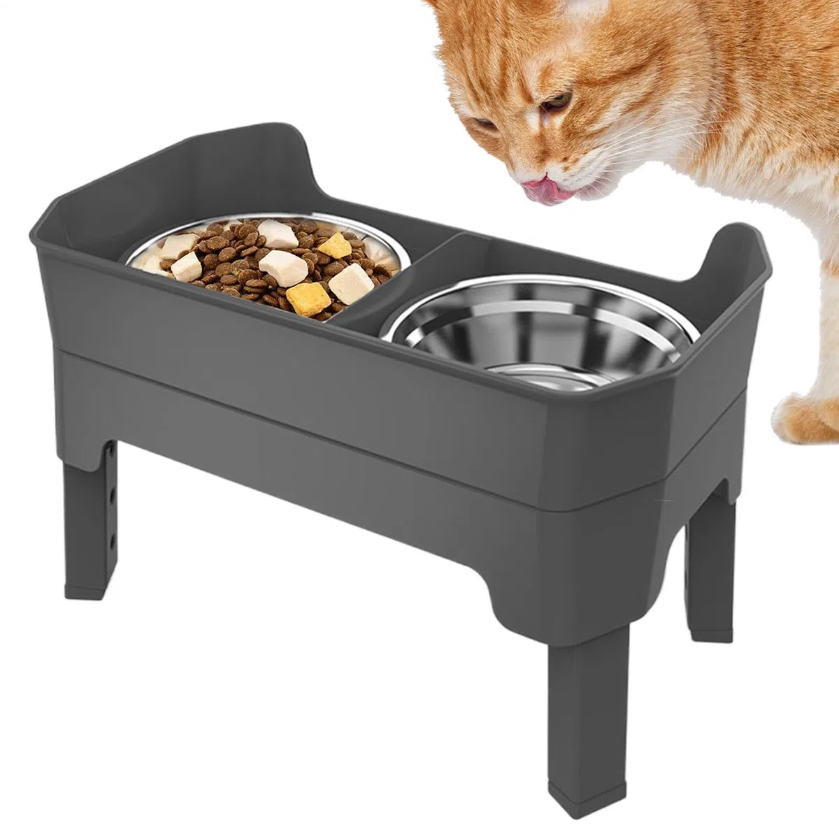 Comederos Elevados para Gatos Estación De Alimentación De Acero Inoxidable | Set De Comida Y Agua Para Perros Para Mascotas Cachorros Alimentación Entrenamiento Cocina Exterior Camping Jardín