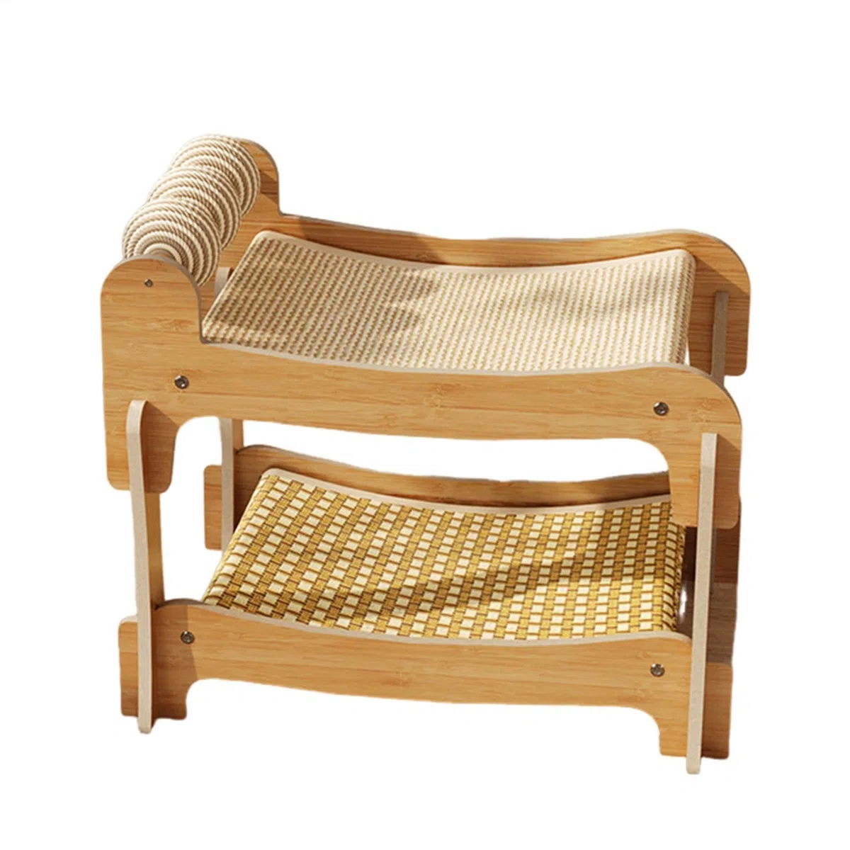 Cama Elevada para Gatos 2 Capas Elevado, Transpirable, Madera y Lavable | Rascador Cama Litera para Mascotas Felinas En Hogar, Dormitorio, Apartamento, Habitación, Salón, Residencia, Piso, Cuarto,
