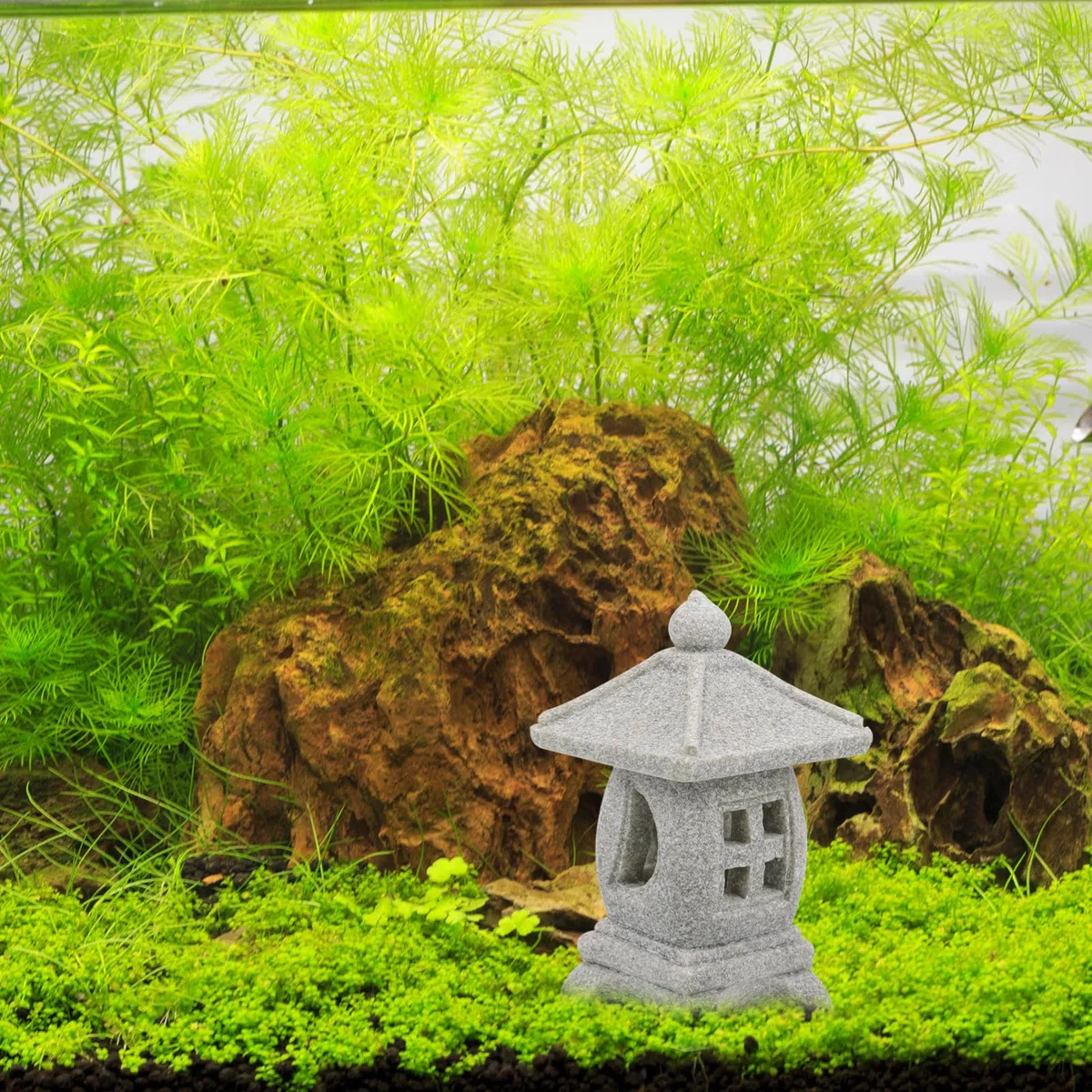 POPETPOP 2 Juegos Adornos De Linterna De Piedra Adornos De Acuario Grandes Largo Decoración Tanque Piscina Manguera De Aire del Acuario Juguete Torre Equipo Bol Roca Light Grey 2 Piezas * 2