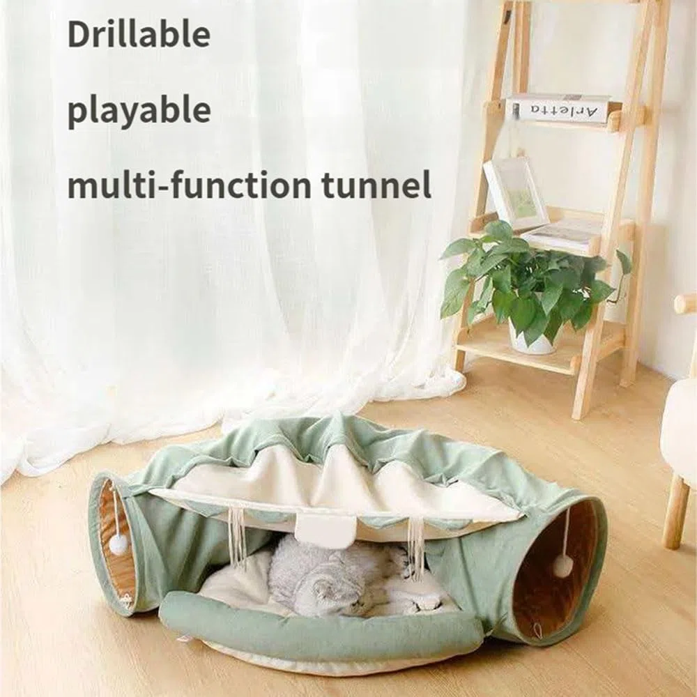 Este túnel y Cama para Gatos 2 en 1,Ideal para Interiores,está Especialmente diseñado para Gatos Exotic Shorthair Red