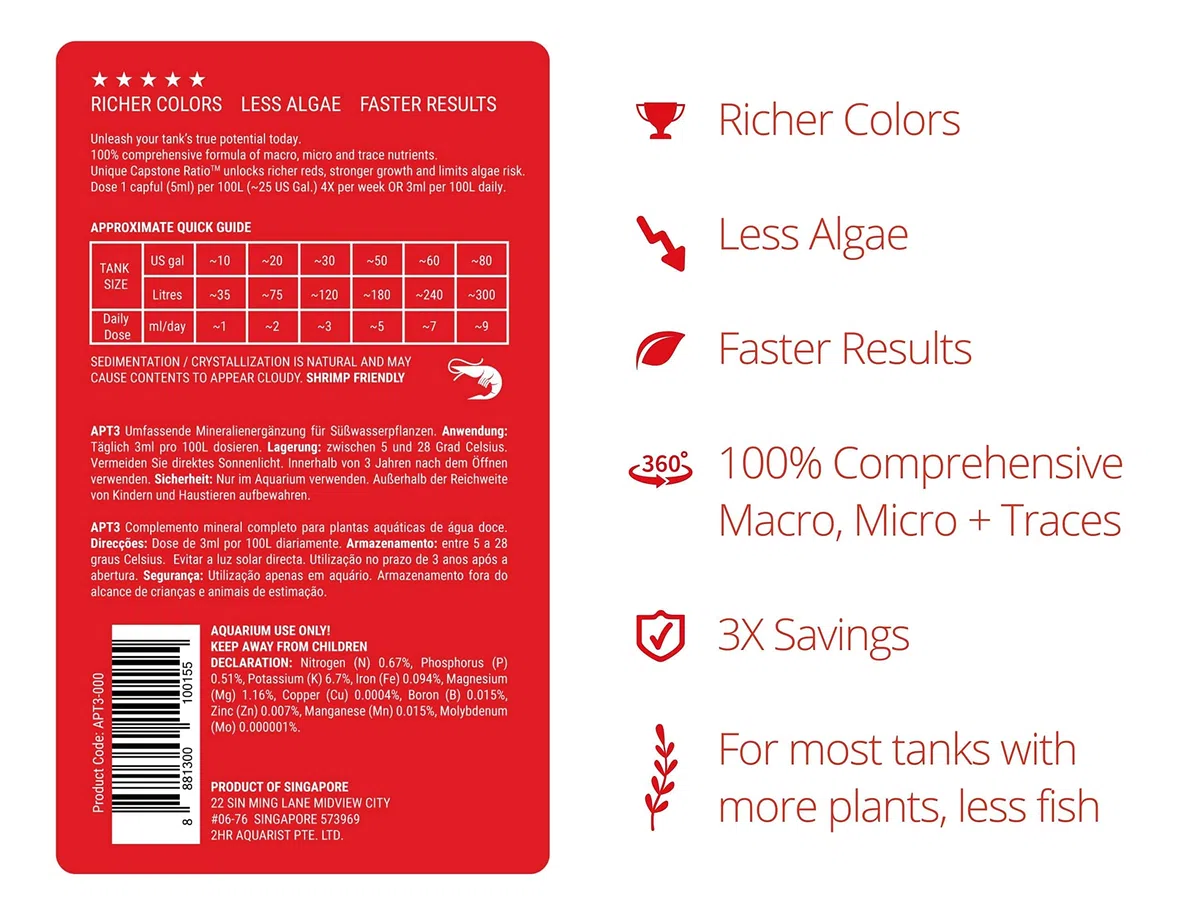 THE 2HR AQUARIST Abono Plantas Acuario APT 3/ Complete (1000ml)