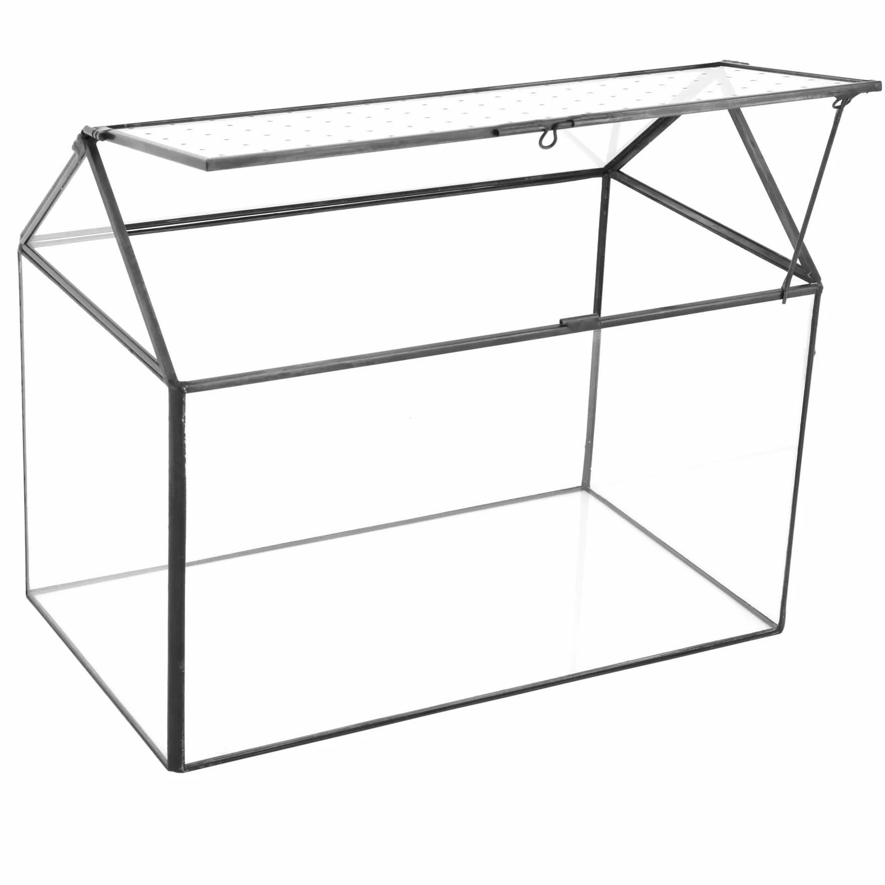 NCYP 26x15x21cm, Terrario de Cristal en Forma de Casa Con Tapa Acrílica, Caja Geométrica Grande Hecha a Mano para Caracoles, Suculentas, Plantas, Regalo DIY (Sólo Terrario)