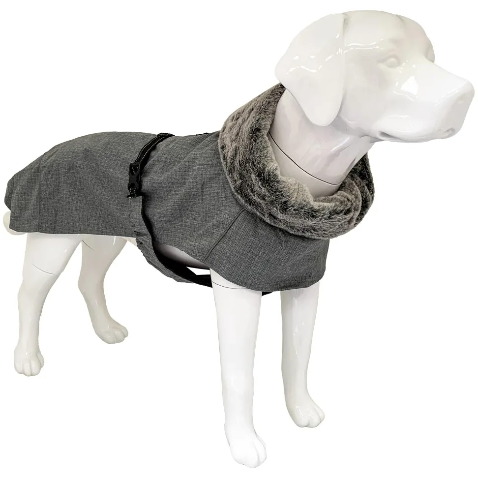 Abrigo de Senderismo para Perro Cross Impermeable para Perros, Abrigo Acolchado de Invierno, Forro termopilo, Gris Everest, Talla 50 cm - 380 g