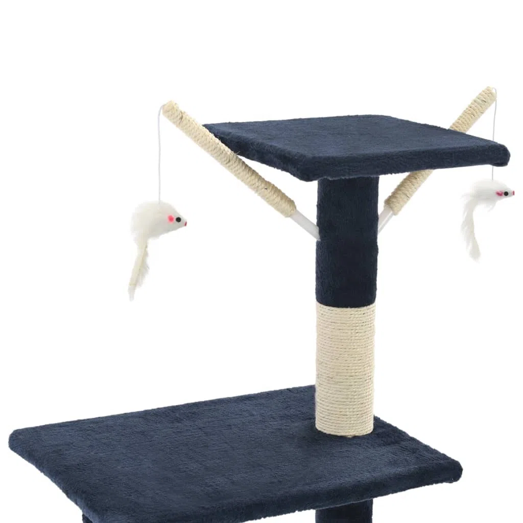 vidaXL Rascador para Gatos Poste Sisal 138 cm Azul Oscuro Árbol Arañar Juguete