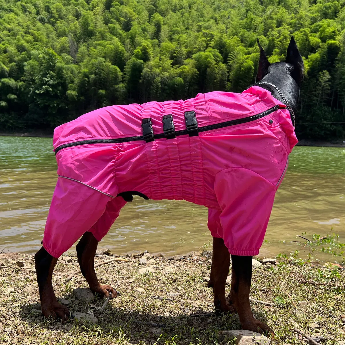 Chaqueta impermeable para perros, chaqueta impermeable ligera e impermeable reflectante de seguridad para perro, resistente al viento, chaleco para perros pequeños, medianos y grandes, rosered M