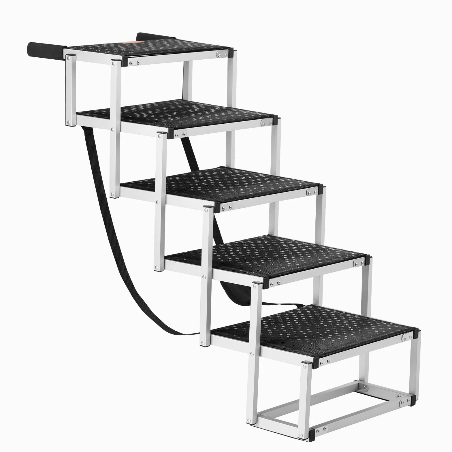 VEVOR Escaleras para Perros para Coche de 5 escalones, Carga de 68 kg Rampa Plegable para Perros de Aluminio Ligero con Superficie Antideslizante Escalones Portátiles de Mascotas para Coche y Camión