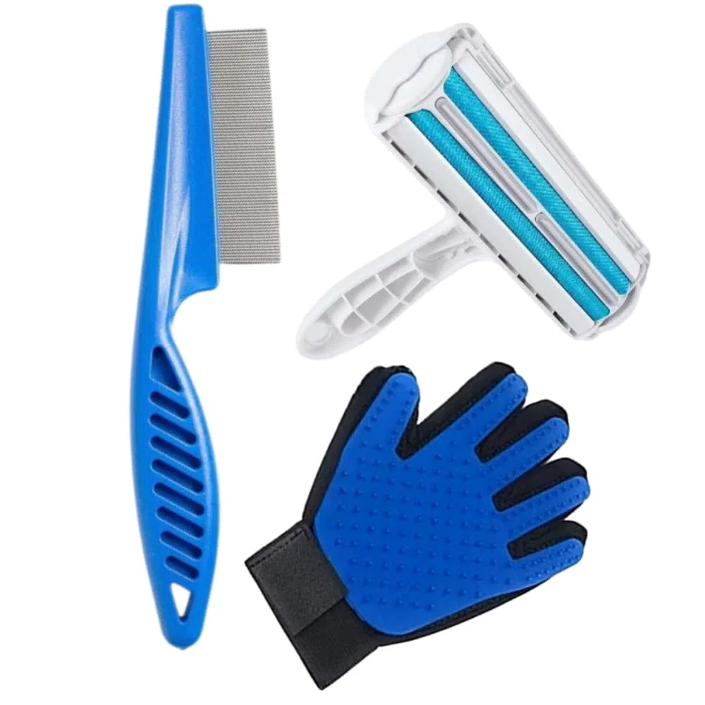 Ultimate Pet Kit - Cepillo para eliminar el pelo de mascotas - Guante de aseo para mascotas - Peine para liendres para mascotas - Tu solución definitiva a todos los problemas de las mascotas - Kit de