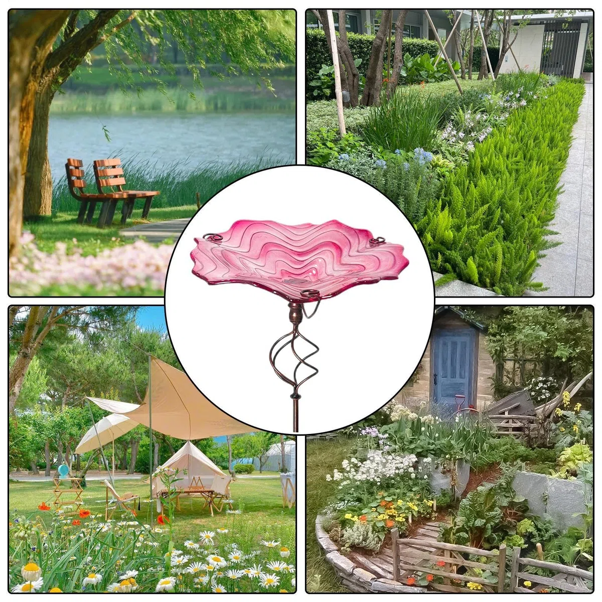 Bebedero Para Pájaros Para Exterior Bebedero Y Con Estaca Para Suelo | Bebedero Para Pájaros De Pie Para Jardín En Metal Para Patio Jardín Balcón Césped Animales Loro Periquito