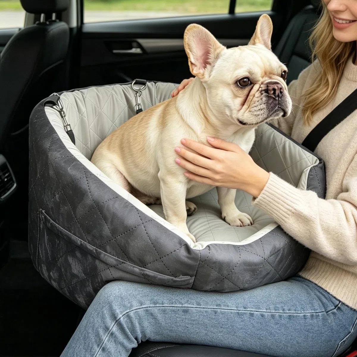 Asiento de Coche para Perro Impermeable con Cinturón de Seguridad para | Asiento Elevador Cama Coche para Perros para Mascotas Pequeñas y Medianas en SUV Pickup Sedán Furgoneta y