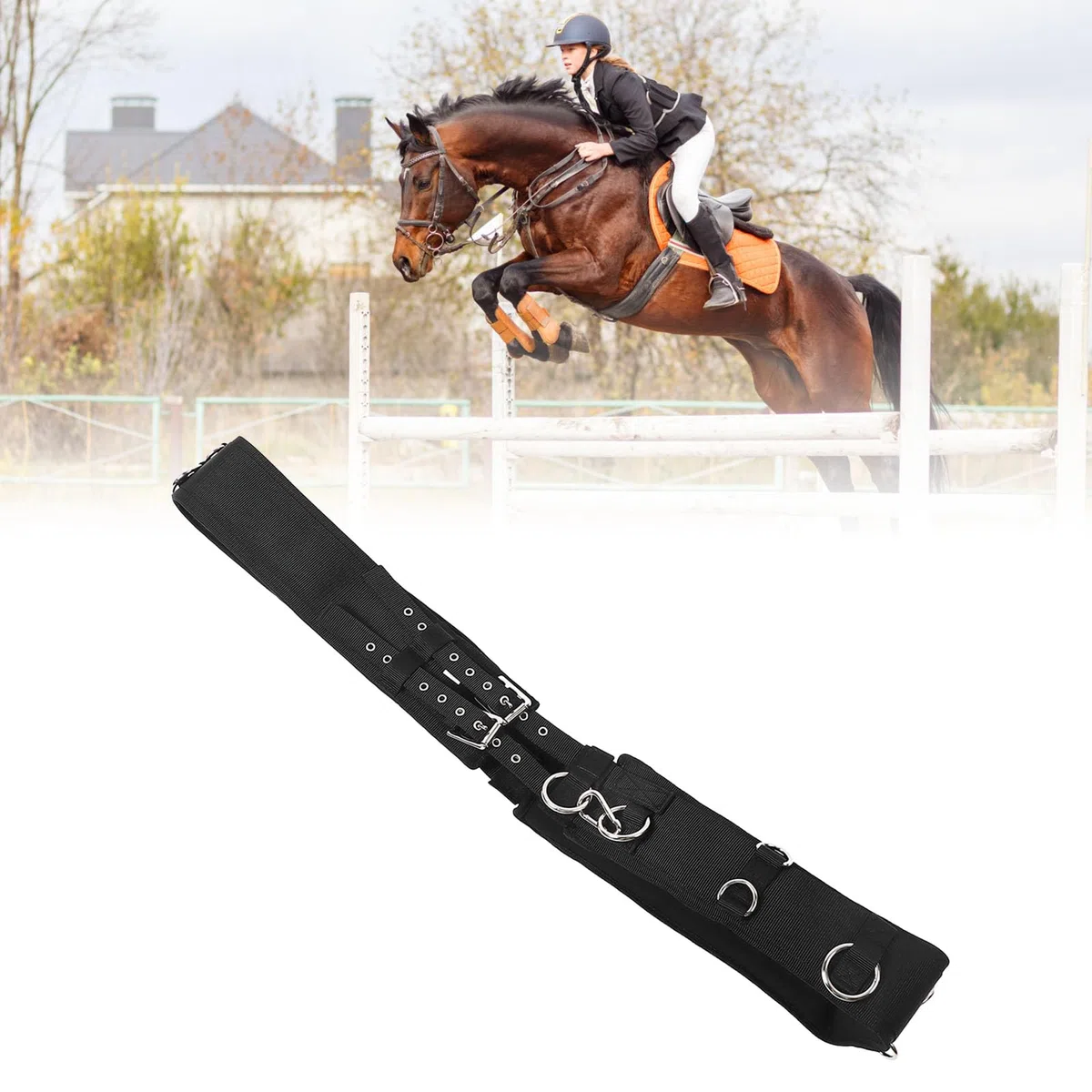 Cincha para Caballo, Fijación Firme, Hebilla Fuerte, Longitud Ajustable Segura, Profesional, Portátil para Entrenamiento Ecuestre