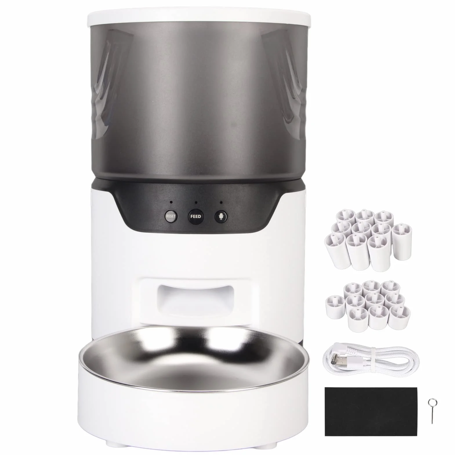 Alimentador Automático para Gatos, Dispensador Inteligente de Comida para Mascotas con Aplicación, Control por Voz, Grabadora para Gatos y Perros, Acero Inoxidable 304, Capacidad de 3L