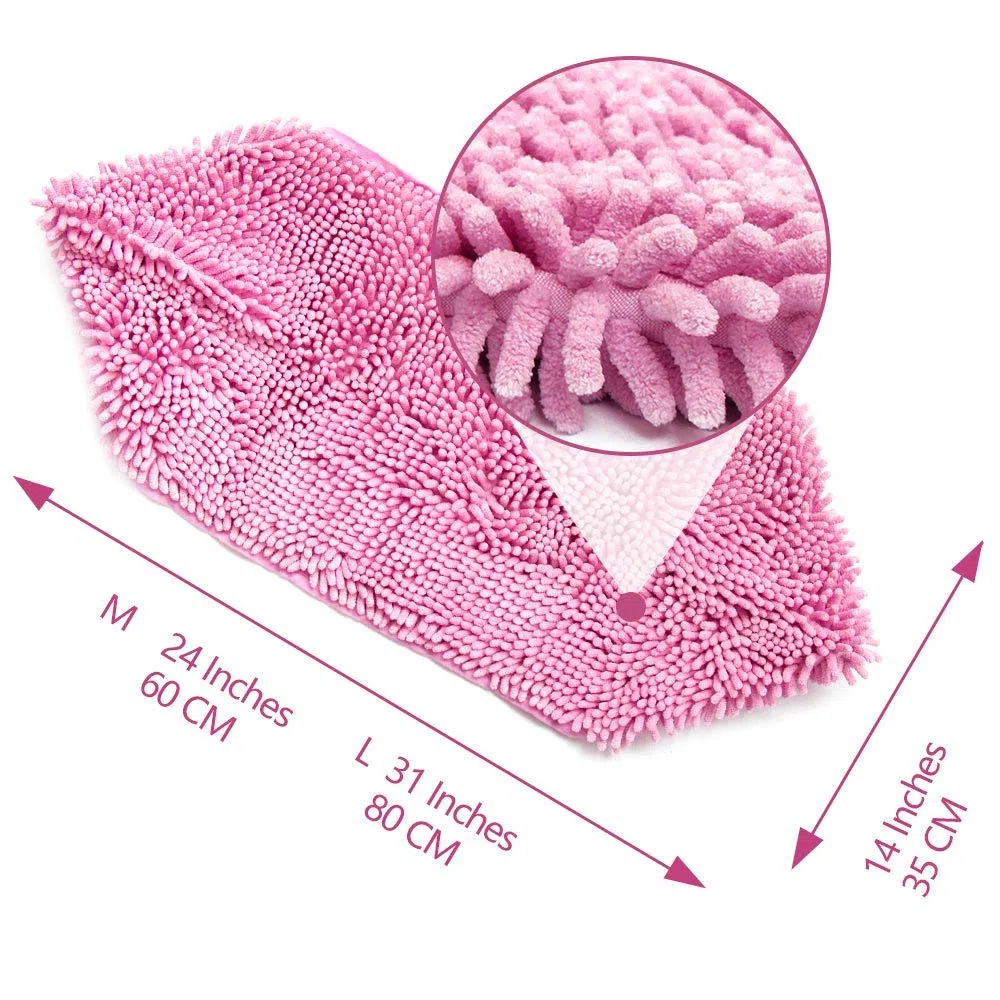 Toalla para perro – Super Shammy de microfibra con bolsillos de mano, ultra absorbente de secado rápido para perros y gatos pequeños, medianos y grandes (medianos, 24 x 14 pulgadas, rosa).