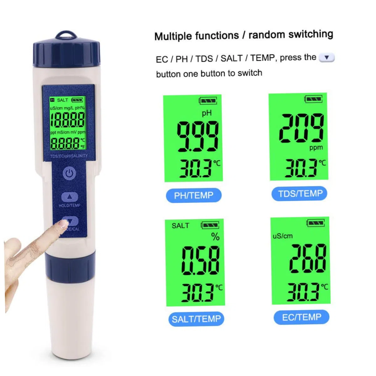 Ciieeo Medidor De Salinidad Digital para Acuarios Agua Salada Medidor Digital De Calidad De Agua De Mar Precisión Alta