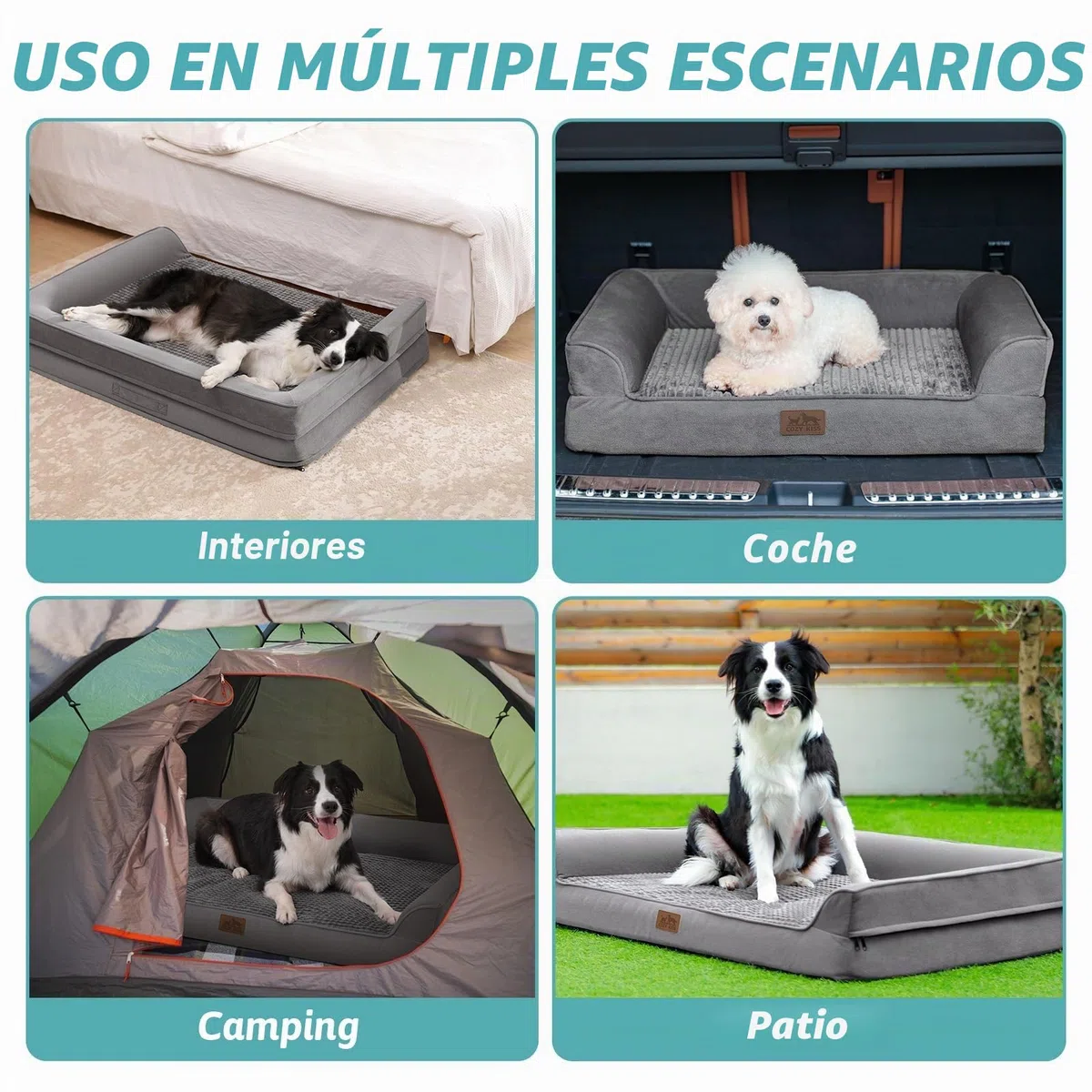 COZY KISS Sofá Perro Ortopédica Grande - Cama Perro Desenfundable y Lavable (Gris-U-Type, L(107 * 76 * 19CM))