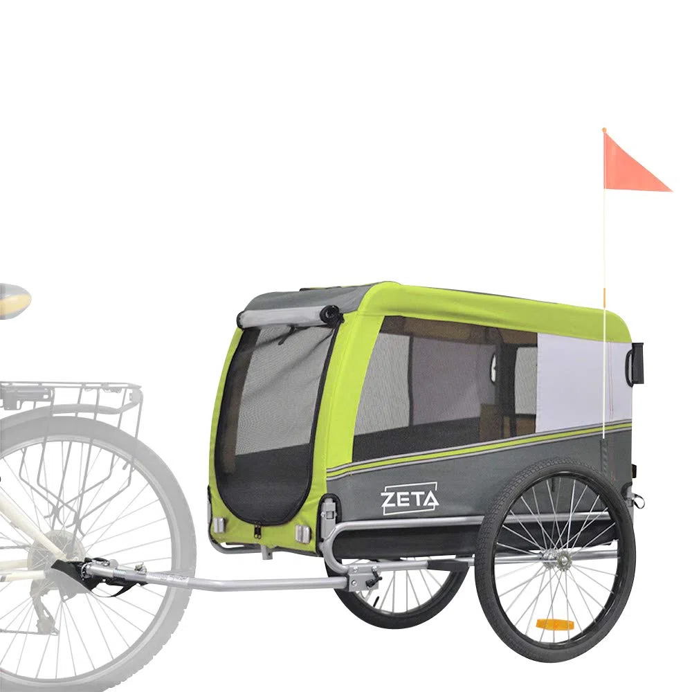 PAPILIOSHOP Zeta - Remolque para bicicleta, cochecito de transporte para perros y animales (verde, L)