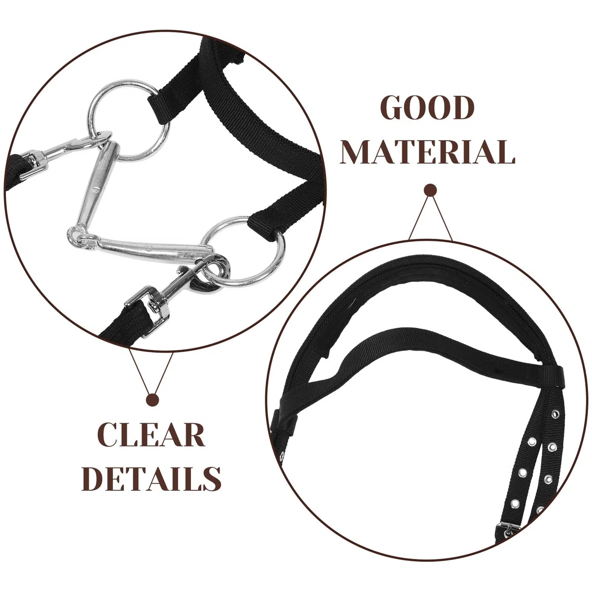 Cabestro de Cuerda para Caballo Negro Pequeño de Nylon para Montar