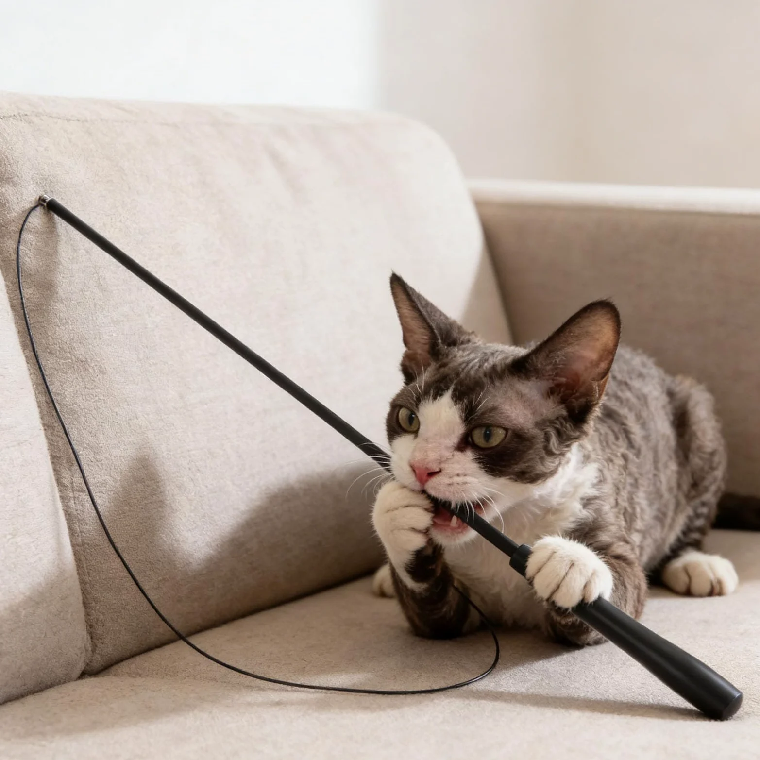 Topiky Varita Telescópica para Gatos, Juguete Interactivo LED para Gatos con USB Recargable, Varita Retráctil para para Jugar y Hacer Ejercicio en Interiores