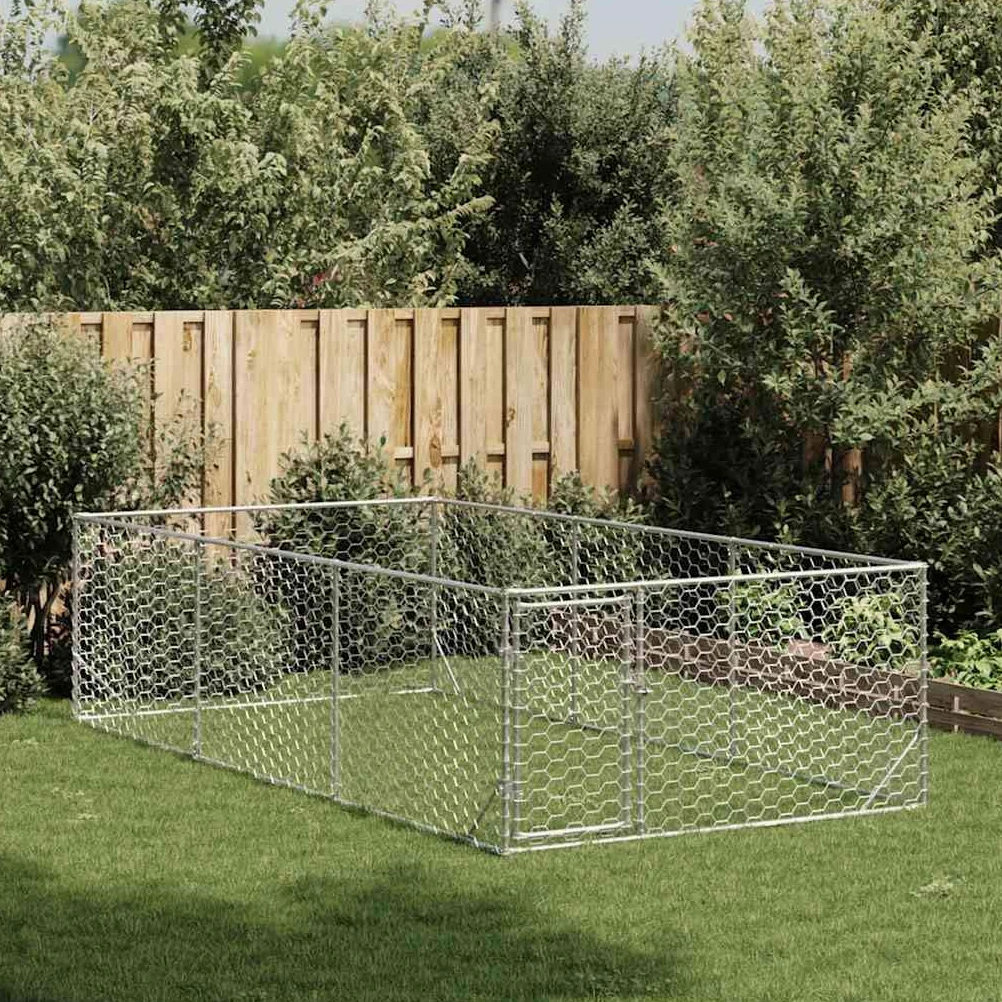 vidaXL Caseta para Perros de Exterior con Puerta 2x4x1 m de Acero