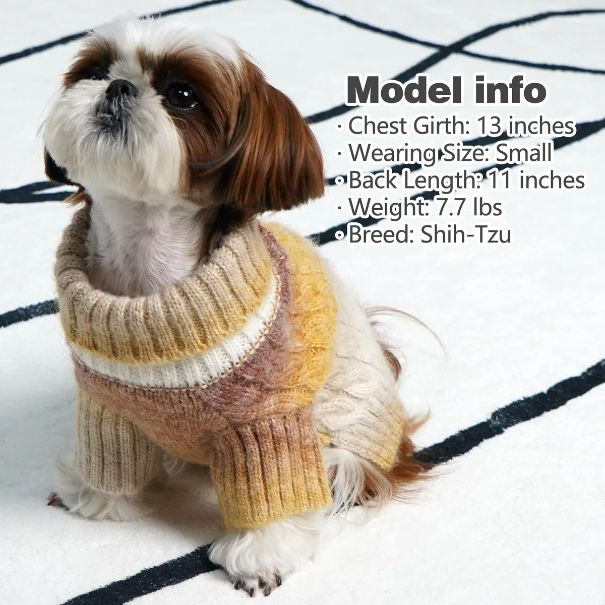 KYEESE Suéter grueso para perro, de punto trenzado, suéter para cachorros de color degradado, suéter para perros pequeños, mullido y cálido con mangas, marrón, XS