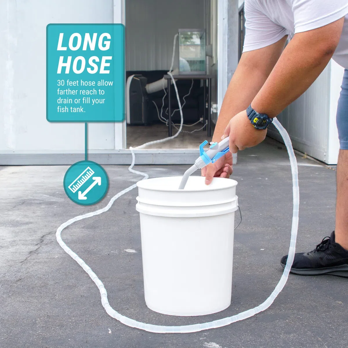 TERA PUMP - Bomba de sifón para Acuario y Estanque para Cambio de Agua, Repuesto de Agua, sin BPA, Seguro para la Vida del Acuario