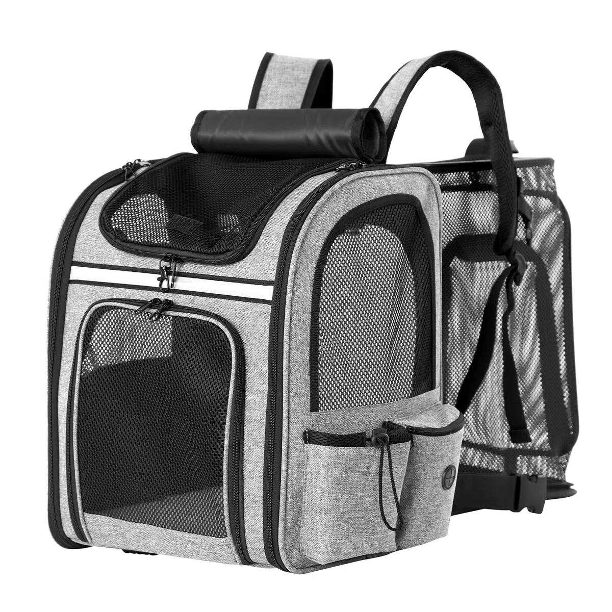 Mochila transportadora para Gatos, portátil Transpirable, Mochila Plegable para Transportar Mascotas, para Gatos y Perros medianos y pequeños, transportadora para, Gris | Ventana de malla transpirable, hasta 8 kg, 30 x 24 x 36 cm, para paseos diarios, sen