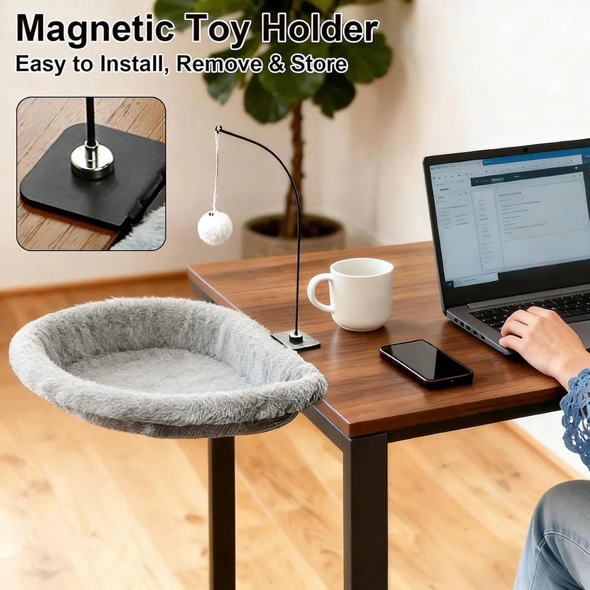 Cama para Gatos de Escritorio Hamaca antideslizante para gatitos que ahorra | Cama de Escritorio Montable para Salón Oficina Hogar Dormitorio Mesa Descanso Juego