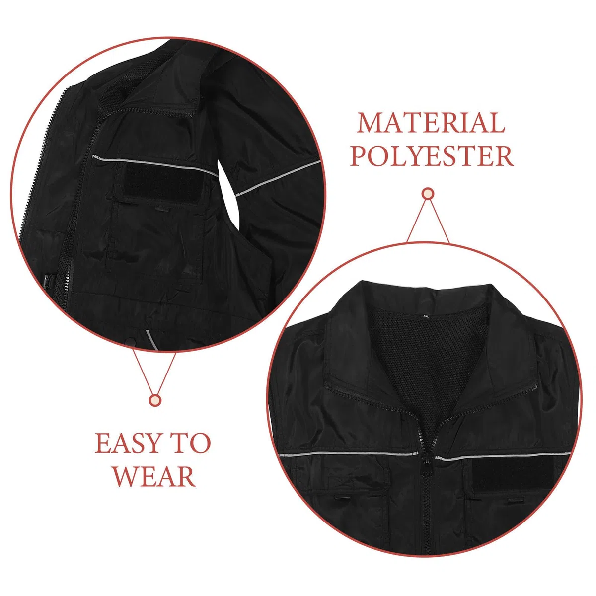 STOBAZA Chaleco de Entrenamiento para Perros, Chaleco de Adiestrador de Perros, Poliéster, Multibolsillos, Tiras Reflectantes, 2XL, Negro, para Adiestramiento y Agilidad