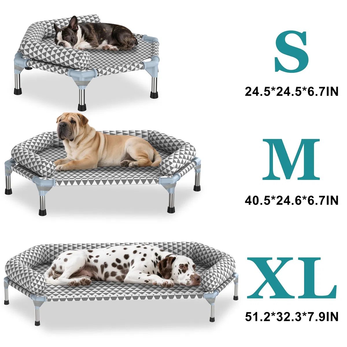 Cama ortopédica para Perros medianos, Cojines extraíbles y Funda limpiable, Cama elevada de Exterior para Perros, fácil de Montar, hasta 45,3 kg, M