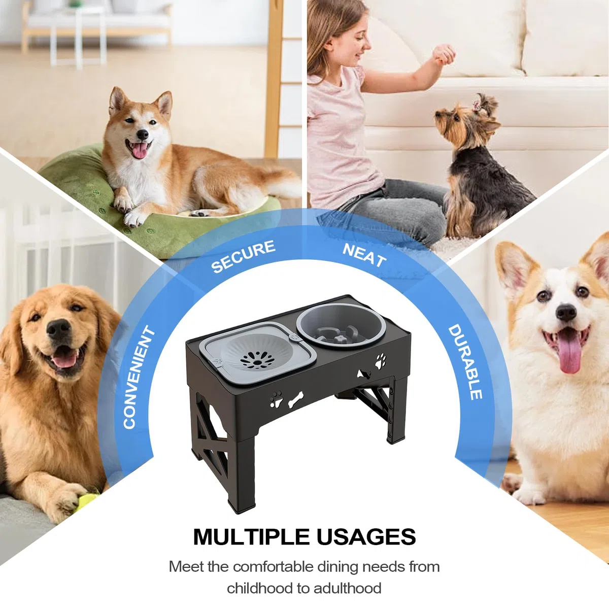 Elevado De Perros Bebedero Antiderrame De Altura Ajustable