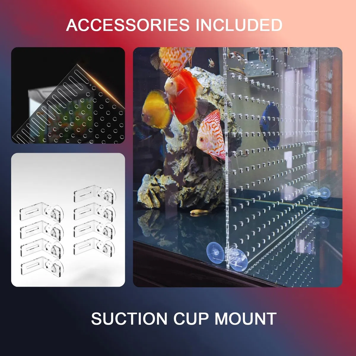 Separador De Acrílico para Acuario Separador para Pecera Rejilla De Aislamiento De Acrílico con Ventosas para Aislamiento De Peces Multiusos(5mm Thick)