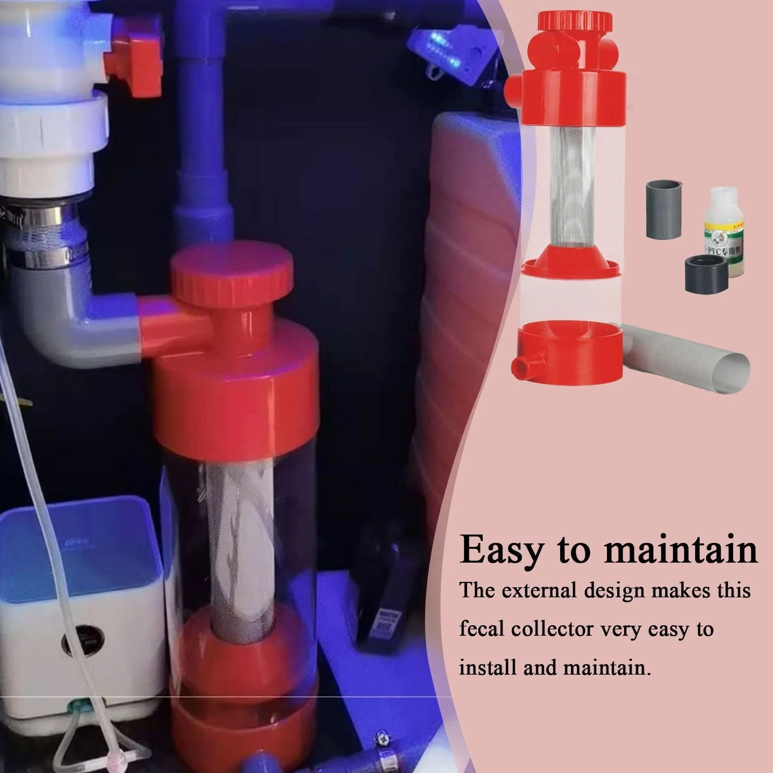 Recolector de Heces de Peces para Acuario Filtro Limpiador De Desechos | Equipo de Limpieza, Separador Externo para Filtración de Acuario Betta y Gambas