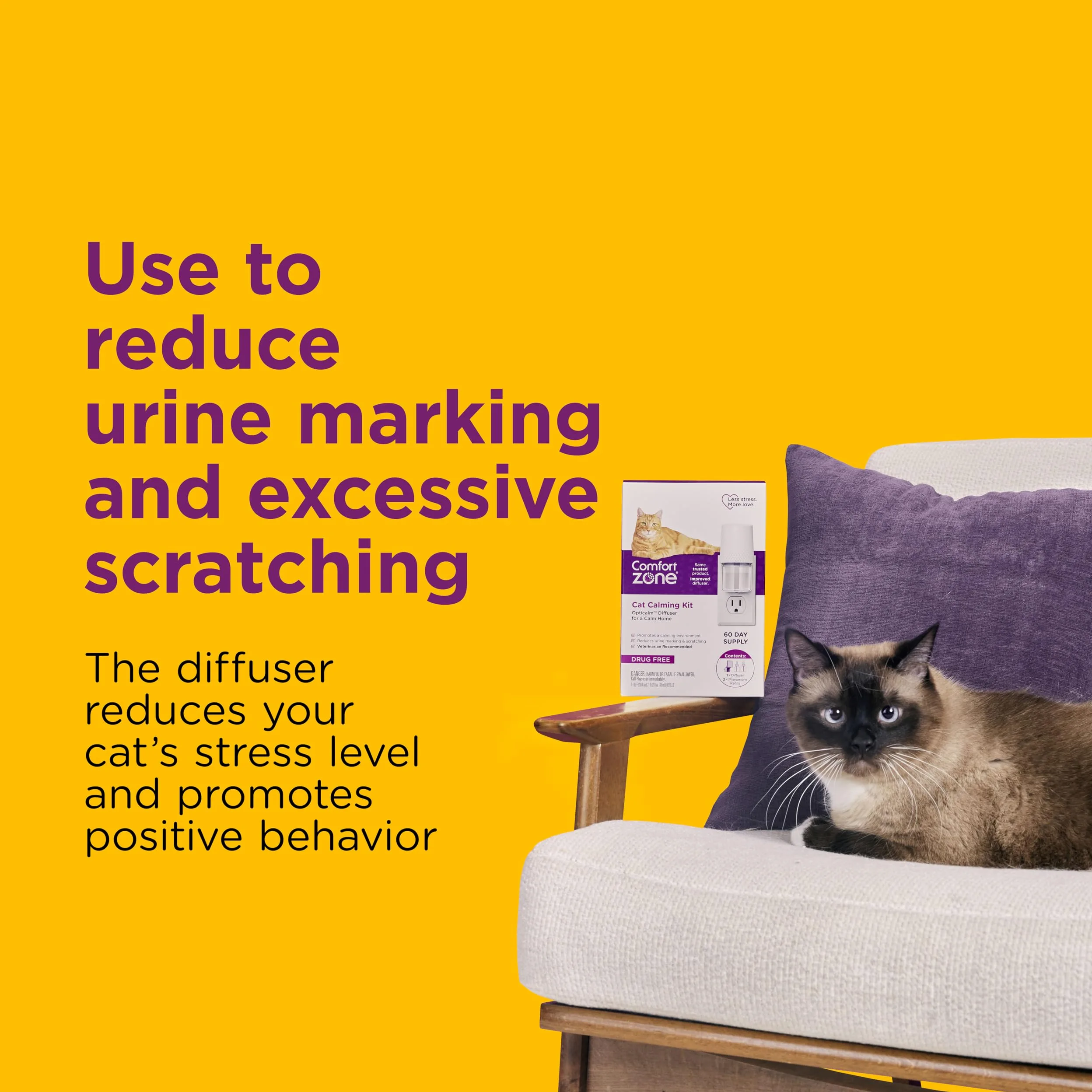 Comfort Zone 3 recambios | Recambios de difusor de feromonas para varios gatos (90 días) para un hogar tranquilo | Recomendado por veterinarios | Detiene la lucha de gatos, reduce la pulverización,