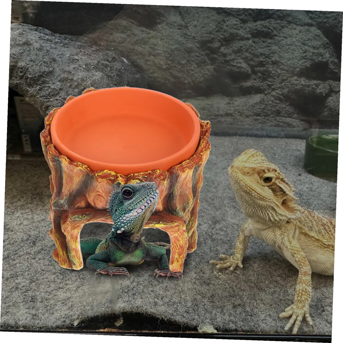 Didiseaon Escondite para Reptiles de Resina Piel de Reptil, Cueva Húmeda de Tamaño Grande para Terrarios, Refugio Natural para Lagartos y Geckos, Decoración para Hábitat de Mascotas