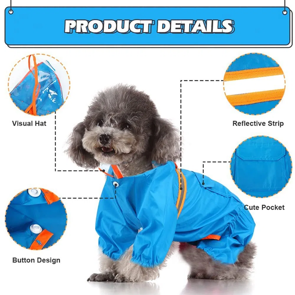 Chubasquero para Perros, Chubasquero Ligero for Perros, Chaqueta Impermeable con Bolsillo for Cachorros, Ideal for pequeños y medianos(Red,S)