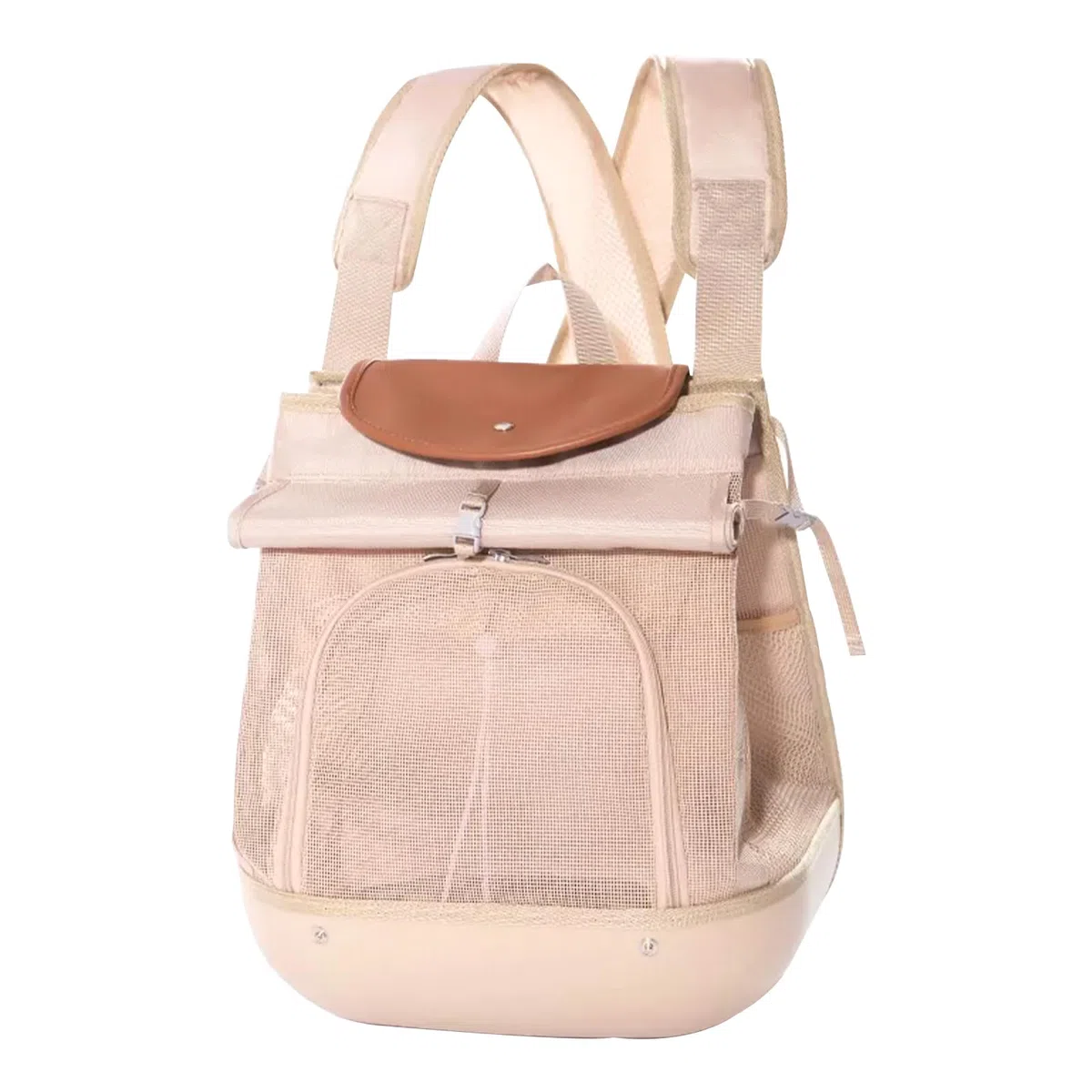 Galatée Mochila para Mascotas, Bolso Pequeño y Portátil para Perros y Gatos, Resistente, Base Que No Se Deforma, Diseño Transpirable para Evitar La Sensación De Bochorno, Plegable (Beige Claro)