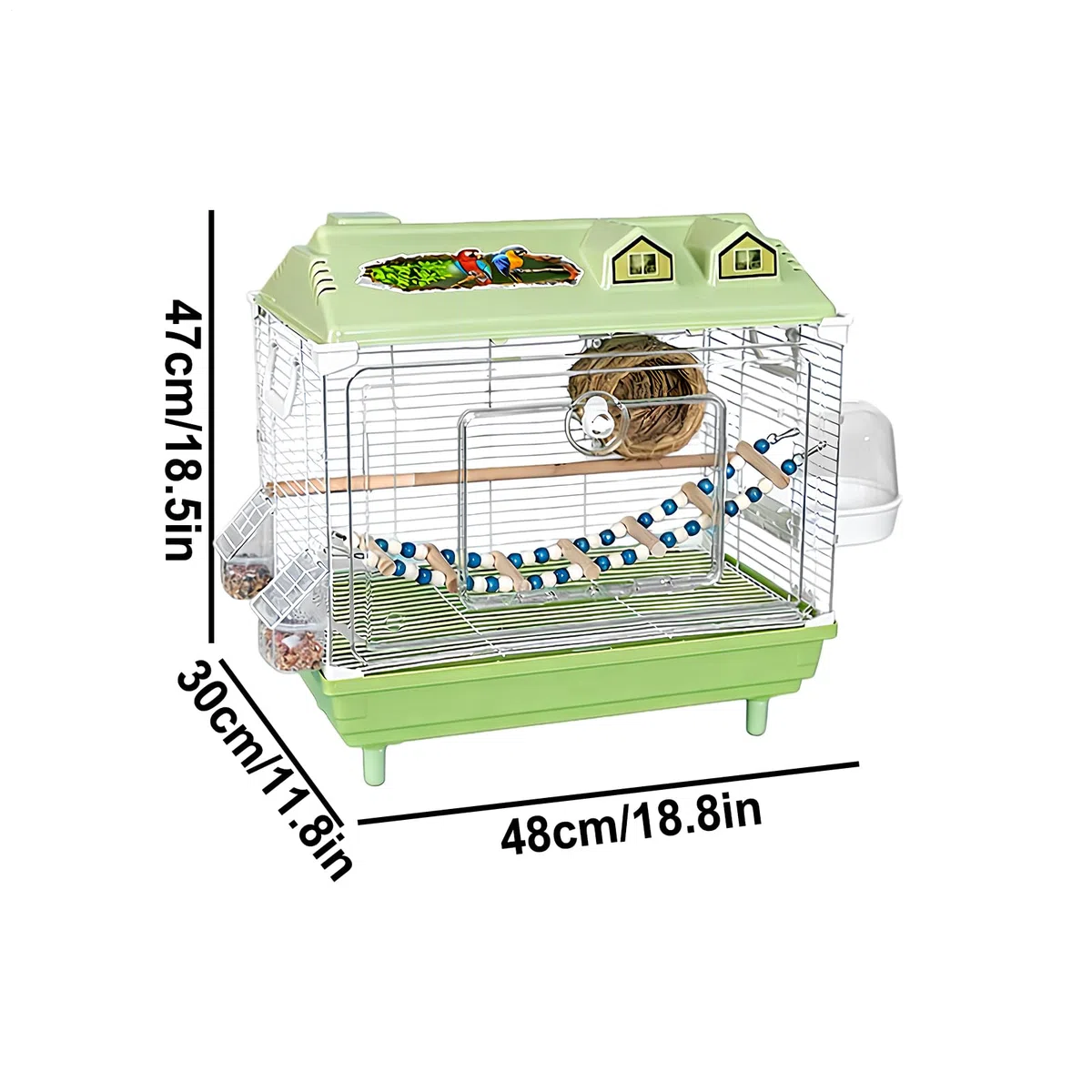Jaula para Aves y Pájaros Hogar Portátil Transparente para Ninfas | Jaula para Canarios con de Madera Para Guacamayos, Conuros, Cacatúas, Pinzones Y Agapornis De Interior