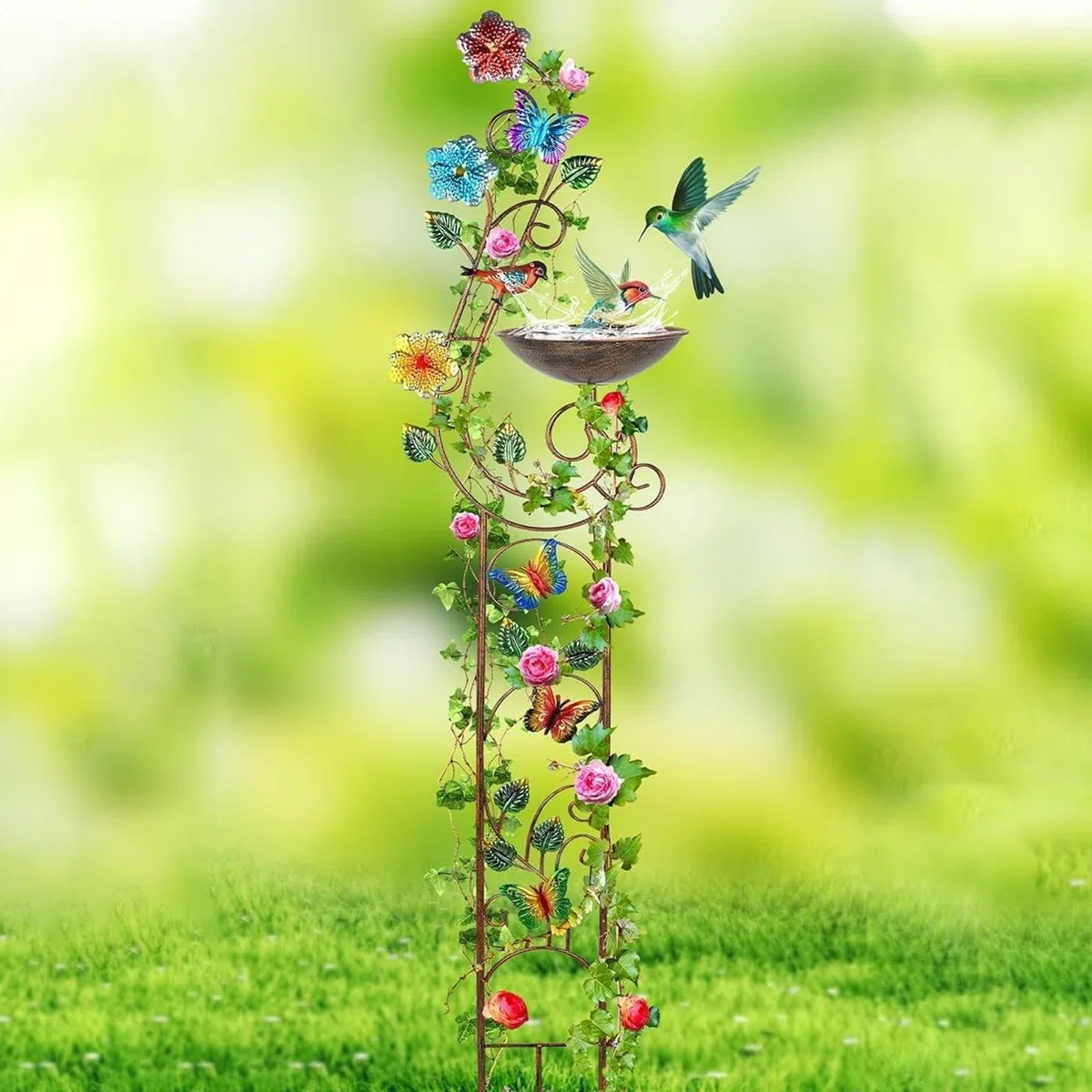 Bebederos para Aves de Exterior Soporte de Plantas y Depósito de Agua | Cuenco Baño Pájaros Para Jardín Patio Césped Patio Trasero Fuente De Agua Decorativa Exterior Cuenco Jardín Césped Trasero
