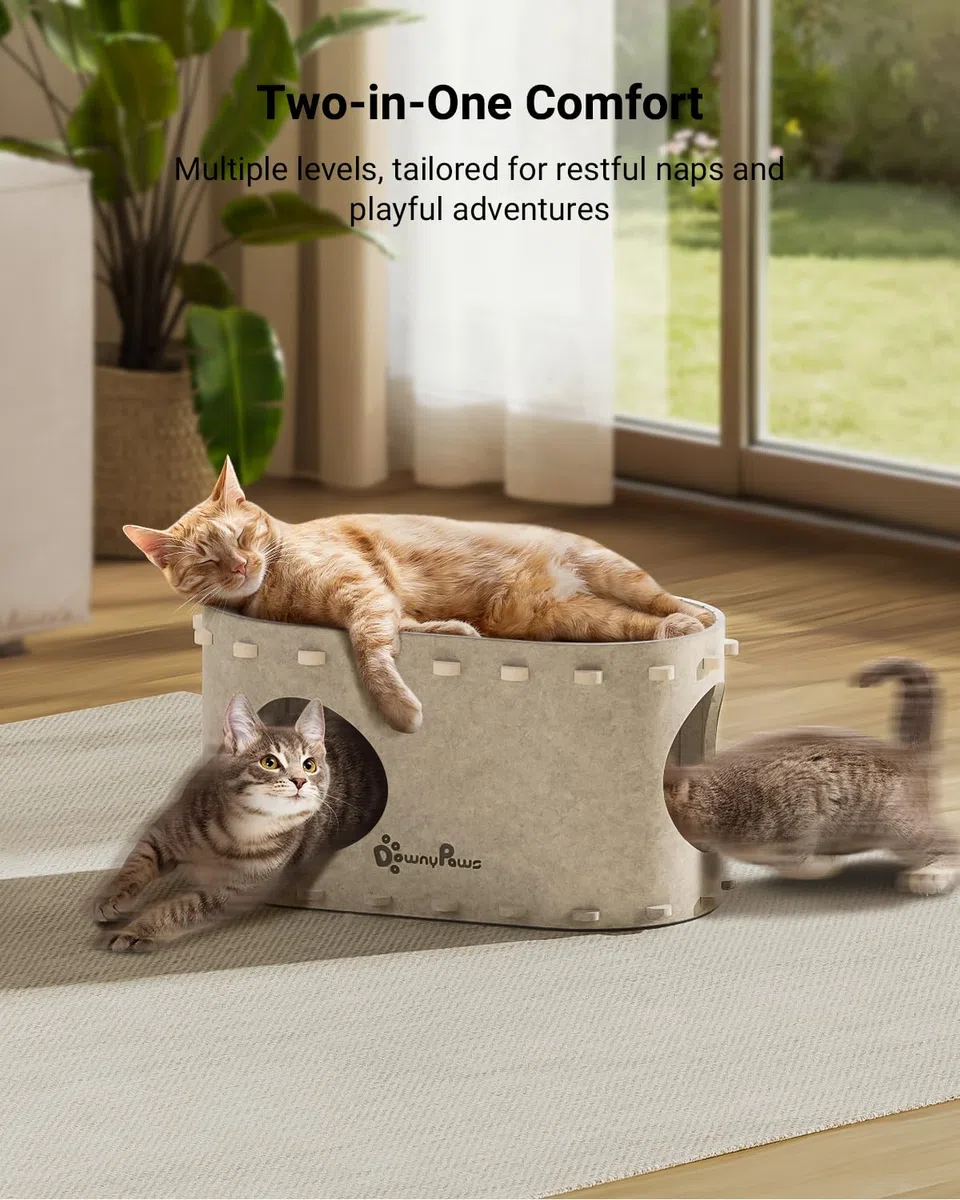 DownyPaws Camas para gatos de interior crema cueva