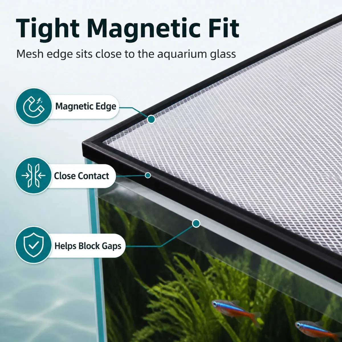 Magnetic Aquarium Anti-Jumping Net Cover,Red Protectora para Tapas de pecera,Malla Magnética Paras Acuario,Resistencia al desgarro,para Oficina Vestíbulo Tienda de Mascotas