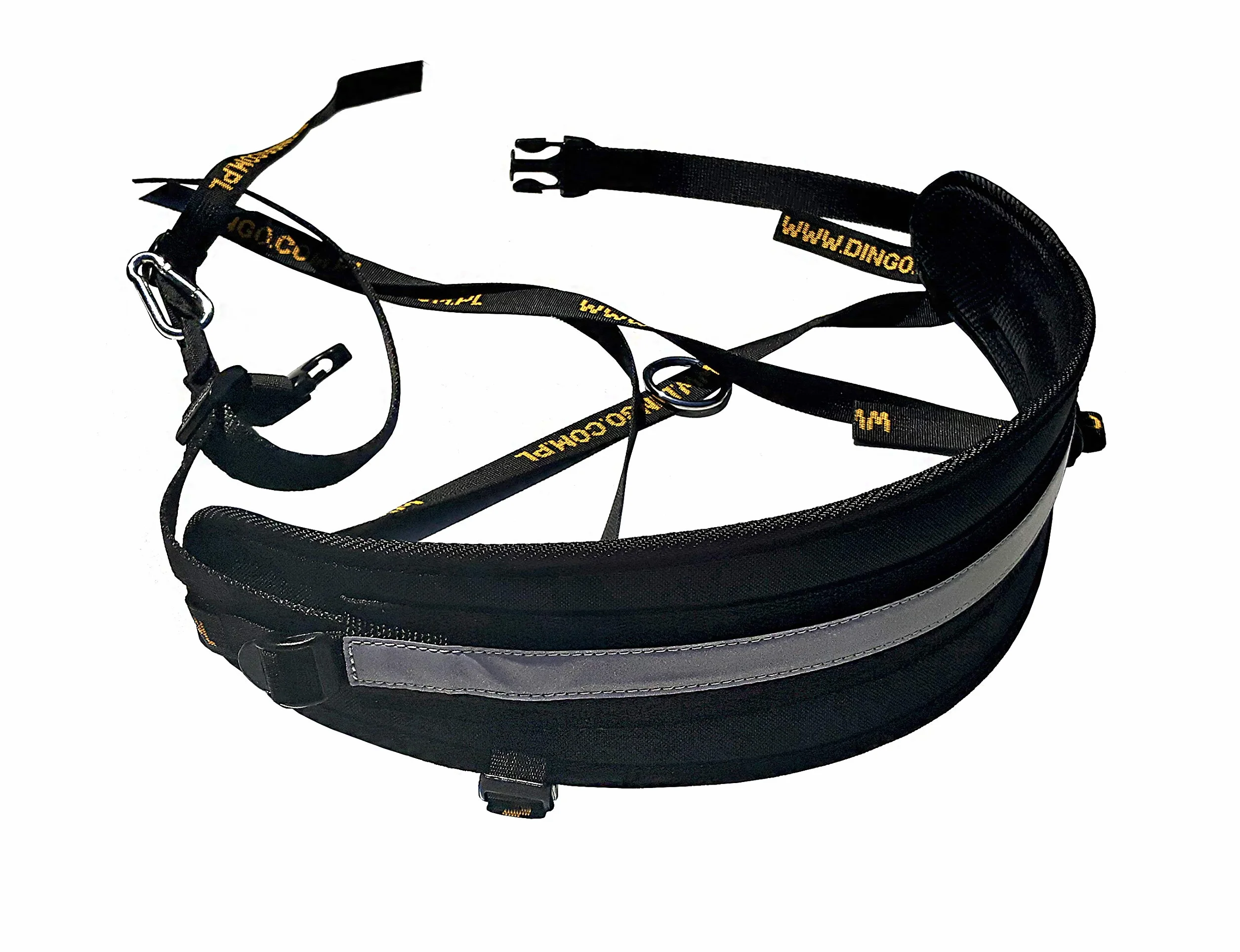 Dingo Canicross Cinturón 4 en 1 Universal, Ajustable, Seguro, Reflectante, Multifuncional, Cinturón de Paseo para Perros Manos Libres para Correr, Hacer Deporte, Trotar, Entrenar, Negro