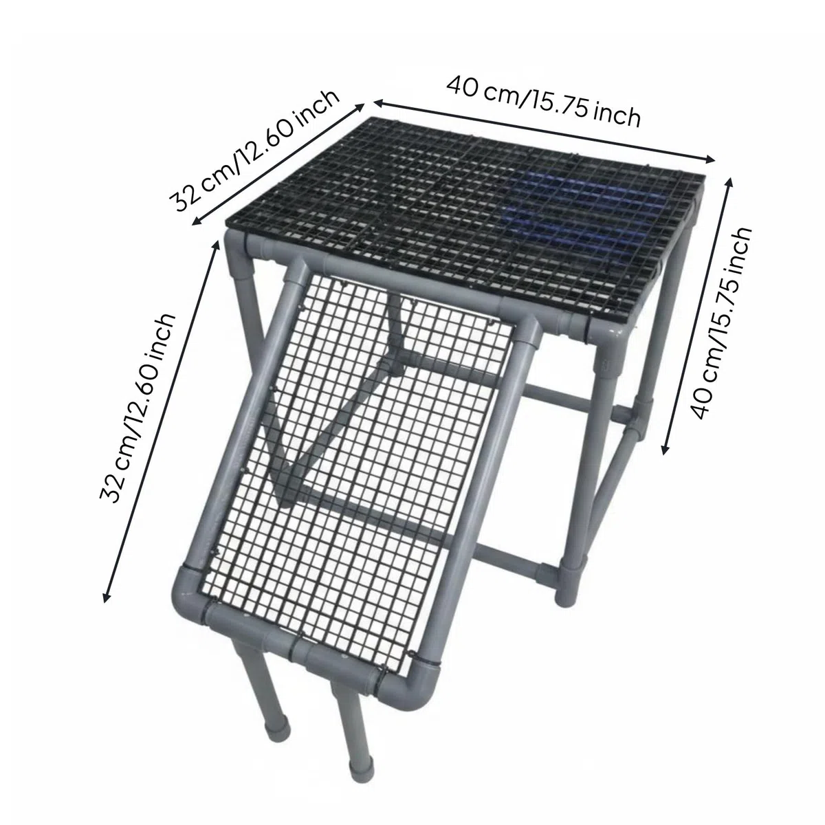 para Reptiles Base de Estante Elevado Superficie de PVC Marco de Plástico Conveniente para Acuarios de Tortugas Hogares de Reptiles Ambientes Controlados y de Sol, Gris, 40 32 40 Cm