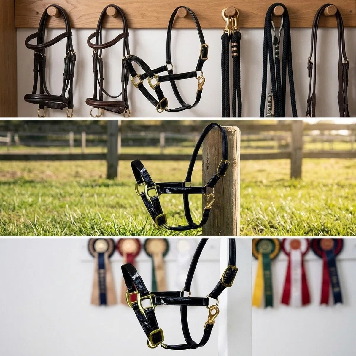 Cabezada Acolchada, Ligera Y Ajustable con Cierre de Garganta para El Entrenamiento de Caballos en, El Hipódromo Y El Pasto; Ideal para Comp