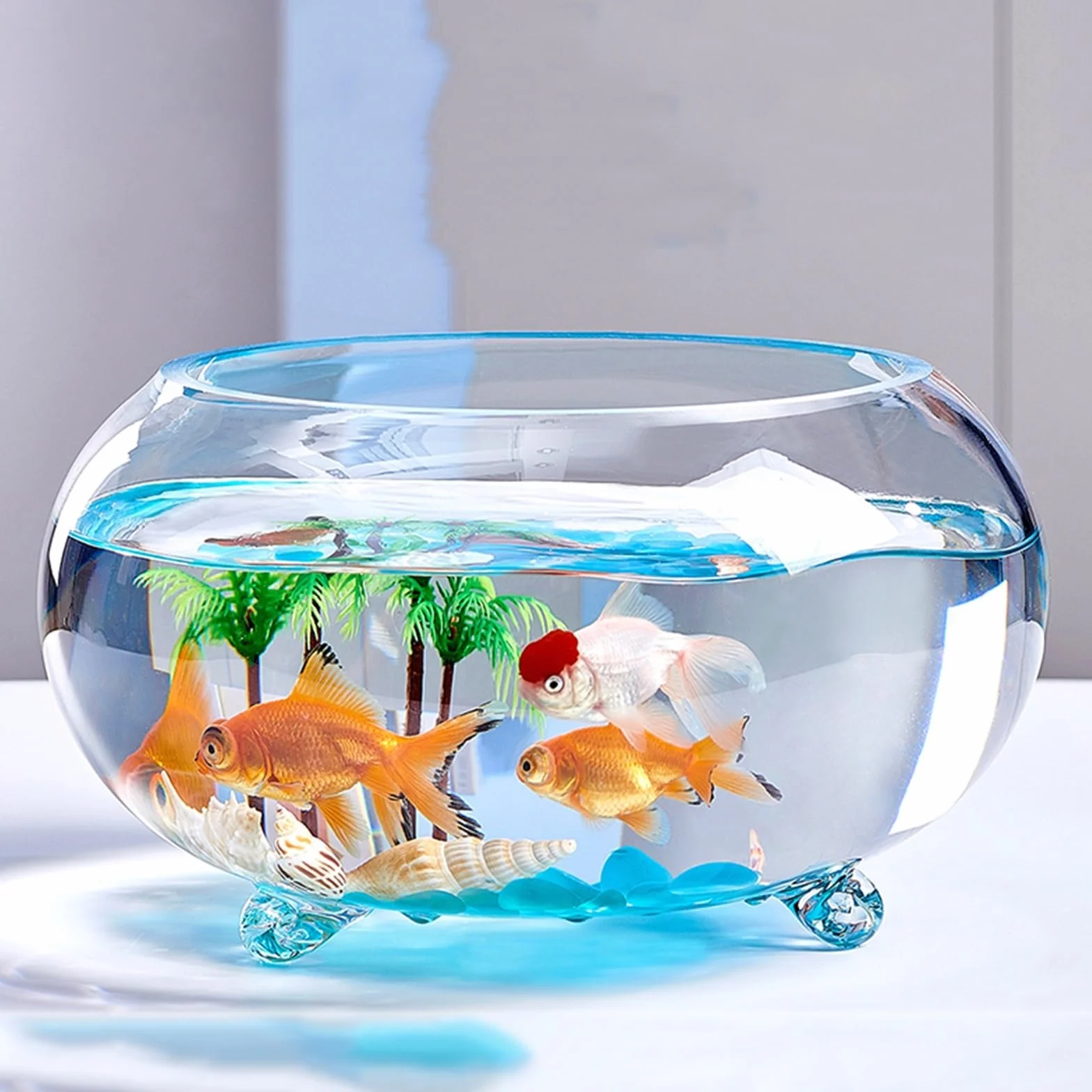Acuario Tanque de Peces de Vidrio Transparente Engrosado, Tanque de Tortuga con Soporte, Tanque ecológico de pie pequeño, hogar, Sala de Estar, Oficina, Escritorio Peces Acuario(Grande)