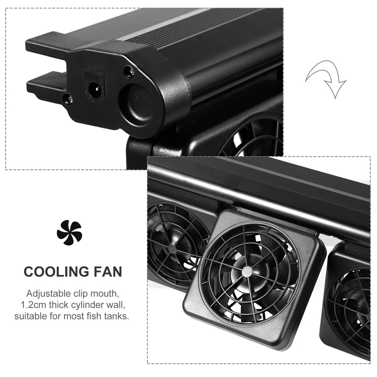 GALPADA Ventilador de Enfriamiento de Agua para Acuario Negro 4x1.9w