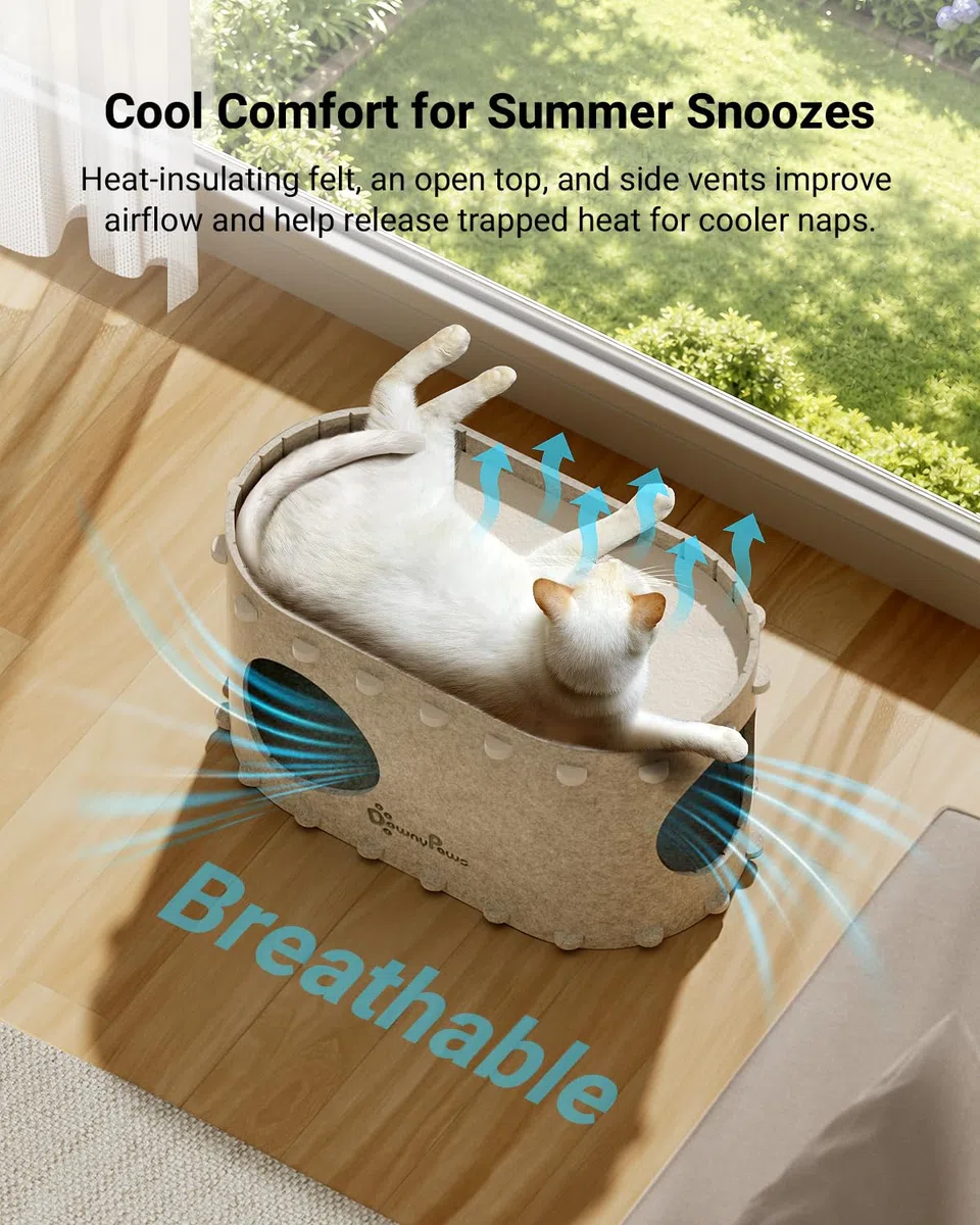 DownyPaws Camas para gatos de interior crema cueva