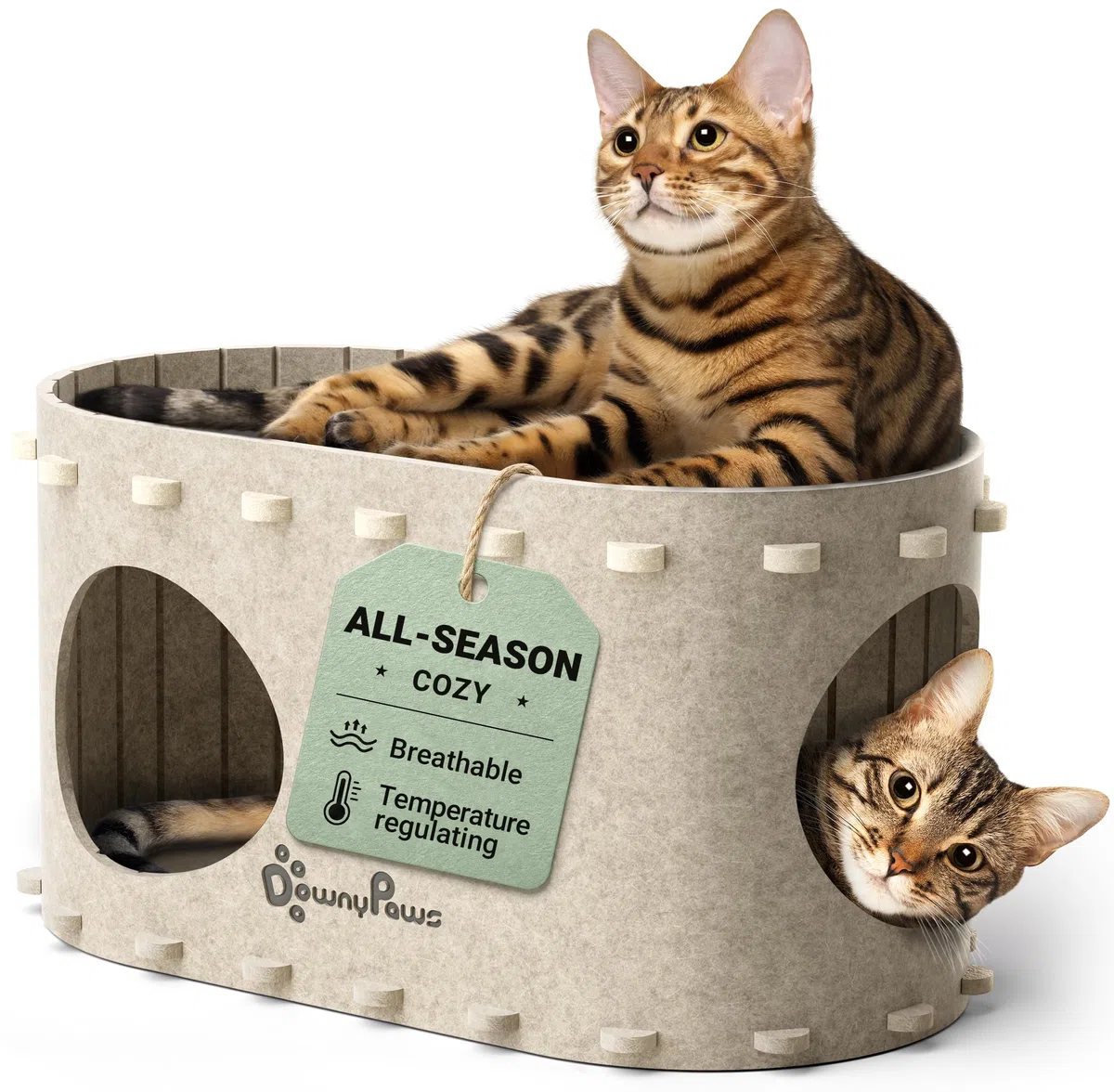 DownyPaws Camas para gatos de interior crema cueva